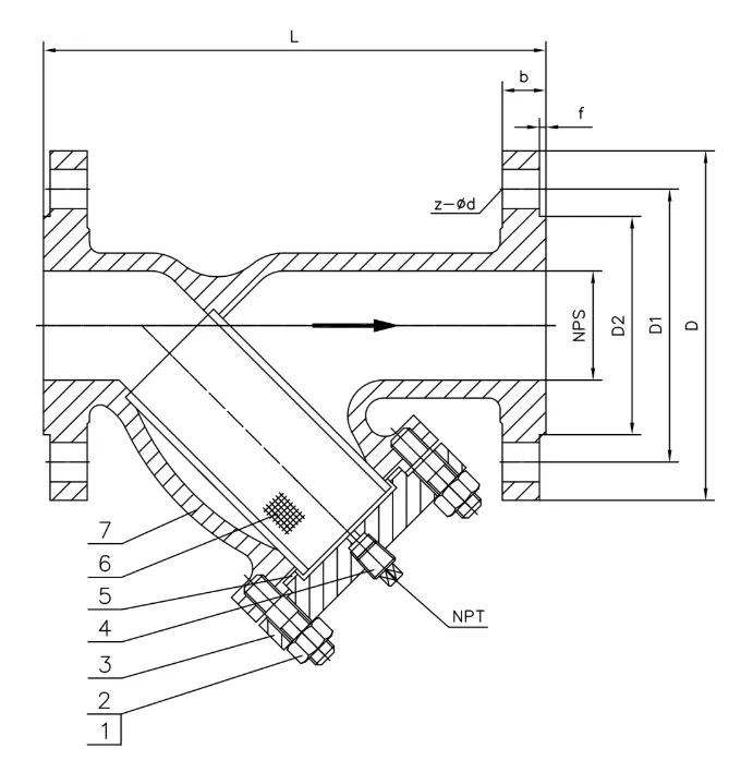 Cast Steel Flanged Y Strainer Dimensions